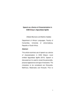 Speech as a device of characterization in EDM Sibiya’s Ngiyolibala Ngifile