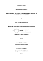An evaluation of the student ethics management model at the University of Johannesburg