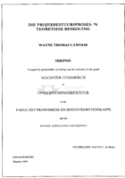 Die projekbestuursproses : 'n teoretiese beskouing