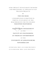 Some project management methods and procedures as applied in fast tracked projects