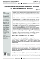 Current collective engagement stakeholder strategies for South African labour relations