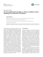 Use of Foundational Knowledge as a Basis to Facilitate Critical Thinking: Nurse Educators’ Perceptions