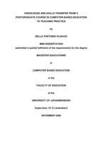 Knowledge and skills transfer from a postgraduate course in computer-based education to teaching practice