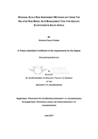 Regional scale risk assessment methodology using the relative risk model as a management tool for aquatic ecosystems in South Africa