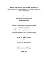 Nurses’ own perceptions of their therapeutic relationship in providing care to patients with mental health disorders