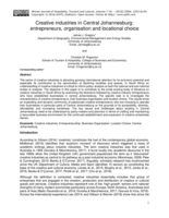Creative industries in Central Johannesburg : entrepreneurs, organisation and locational choice