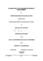 A case study of accelerated product development
