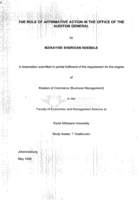 The role of affirmative action in the office of the Auditor General