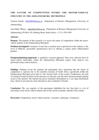 The nature of competition within the motor-vehicle industry in the Johannesburg metropole