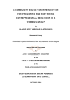 A community education intervention for promoting and sustaining entrepreneurial behaviour in a women's group.