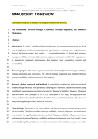 Relationship between manager credibility, strategic alignment and employee motivation