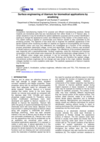 Surface engineering of titanium for biomedical applications by anodizing