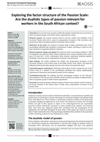 Exploring the factor structure of the Passion Scale : Are the dualistic types of passion relevant for workers in the South African context?