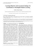 Learning objective and assessment linkage : its contribution to meaningful student learning