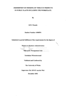 Prohibition of smoking of tobacco products in public places including the workplace