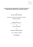 Vector field decomposition and first integrals with applications to non-linear systems