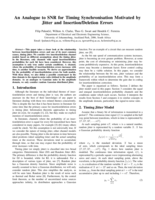 An analogue to SNR for timing synchronisation motivated by jitter and insertion/deletion errors