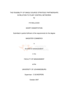 The feasibility of single source strategic partnerships in relation to plant control networks