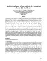 Analyzing the causes of poor quality in the construction sector : a critical review