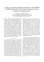 Analysis of the perfect nulling technique in ACO-OFDM For DHT hybrid PLC-VLC system in impulsive noise: Journals of Communications