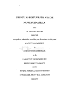 Ubuntu as bestuurstyl vir die nuwe Suid-Afrika