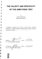 The validity and specificity of the Arm Fossa test
