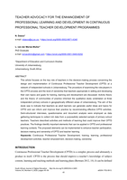 Teacher advocacy for the enhancement of professional learning and development in continuous professional teacher development programmes
