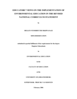 Educators views on the implementation of environmental education in the Revised National Curriculum Statement.