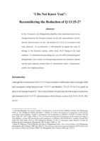 ‘I do not know you!’ : reconsidering the redaction of Q 13:25-27