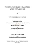 Parental involvement in classroom life in rural schools.