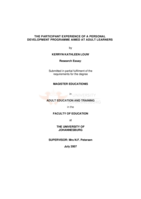 The participant experience of a personal development programme aimed at adult learners