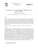 Investigations on wire spark discharge and MRR using neural network modeling