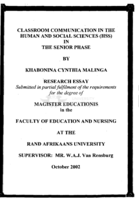 Classroom communication in the Human and Social Sciences (HSS) in the senior phase
