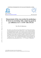 Measurement of the cross-section for producing a W boson in association with a single top quark in p p collisions at √s = 13 TeV with ATLAS
