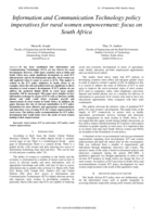 Information and communication technology policy imperatives for rural women empowerment : focus on South Africa