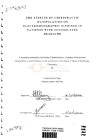The effects of chiropractic manipulation on electromyographic findings in patients with tension-type headache