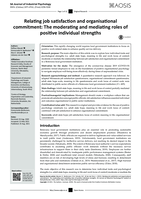 Relating job satisfaction and organisational commitment : the moderating and mediating roles of positive individual strengths