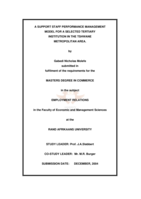 A support staff performance management model for a selected tertiary institution in the Tshwane Metropolitan Area.