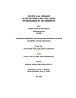 Die rol van leraars in die ontwikkeling van leiers vir bedieninge in die gemeente.