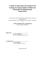 A study to determine the incidence of scoliosis in school children within the metropolis of Johannesburg, South Africa