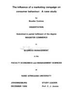 The influence of a marketing campaign on consumer behaviour : a case study