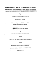 Classroom climate as an aspect of the learning environment : implications for the management of teacher competence