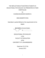 The reflections of master’s students in educational psychology as presented in their portfolios