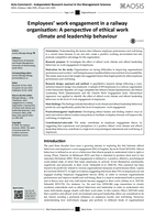 Employees’ work engagement in a railway organisation: A perspective of ethical work climate and leadership behaviour