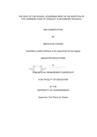 The role of the school governing body in the adoption of the learners' code of conduct in secondary schools
