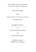 Critical thinking in history : an educational psychological approach to instruction