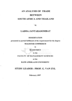 An analysis of trade between South Africa and Thailand
