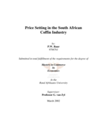 Price setting in the South African coffin industry.