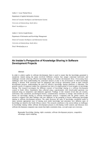 An insider’s perspective of knowledge sharing in software development projects