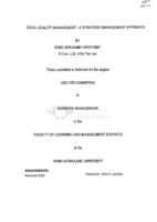 Total quality management : a strategic management approach
